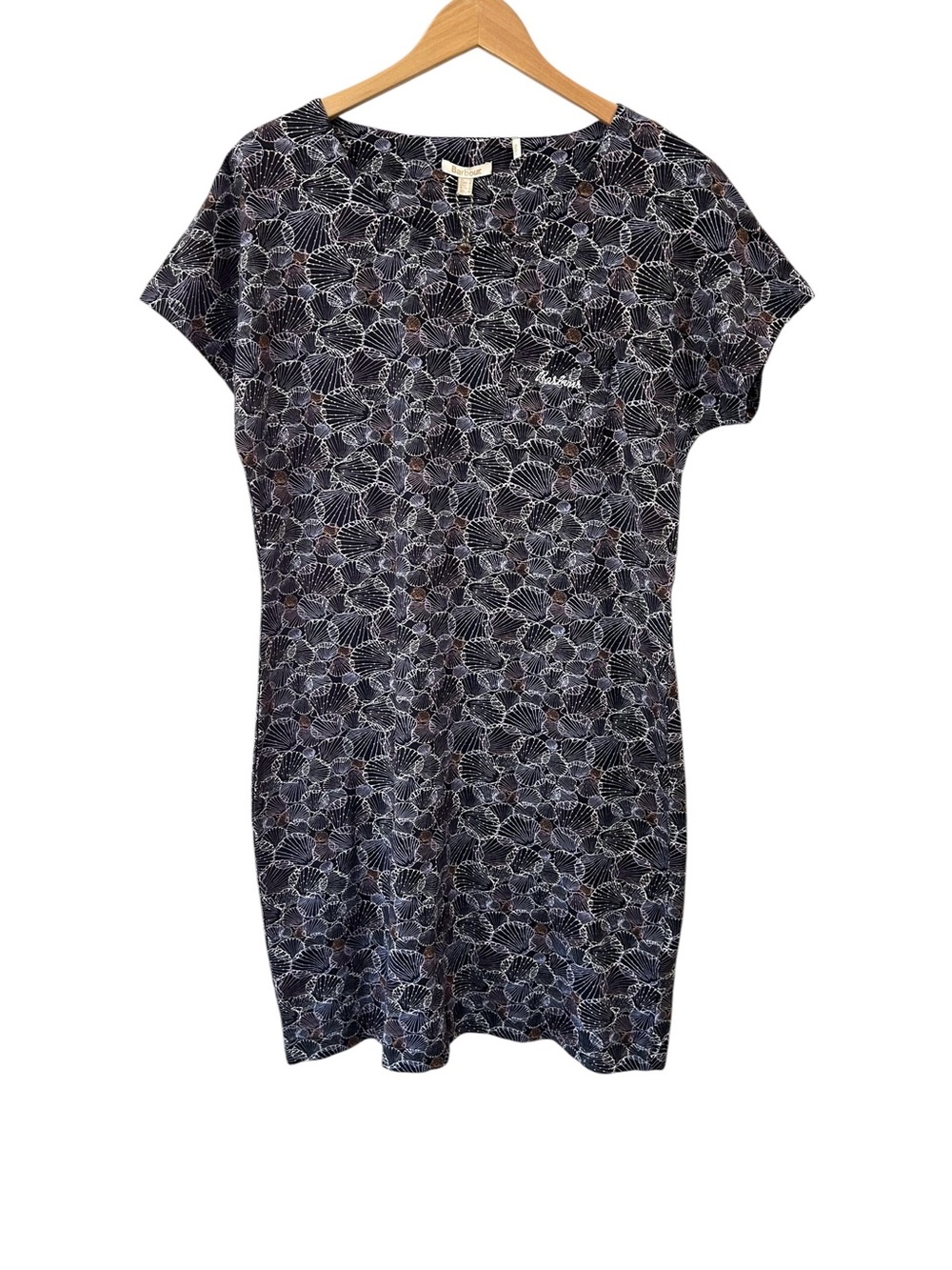 Barbour Seaford T-shirt Dress 12 navy Seashell print Jersey casual vacation NWT
